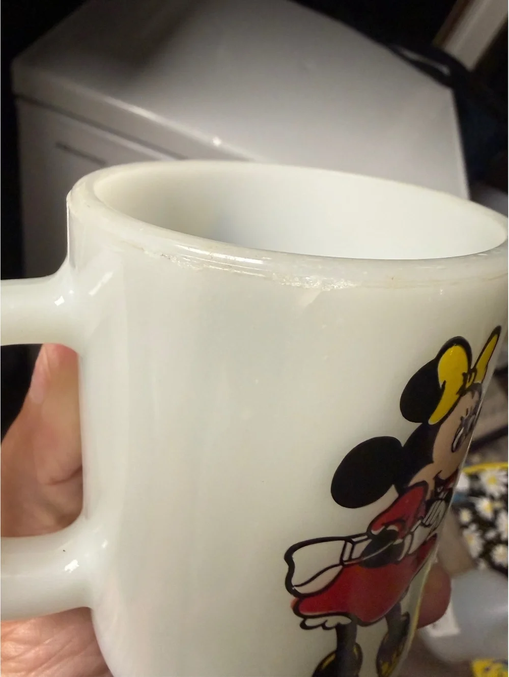 Vintage Minnie Mouse Milk Glass Mug Anchor Hocking Pepsi Disney 1970s